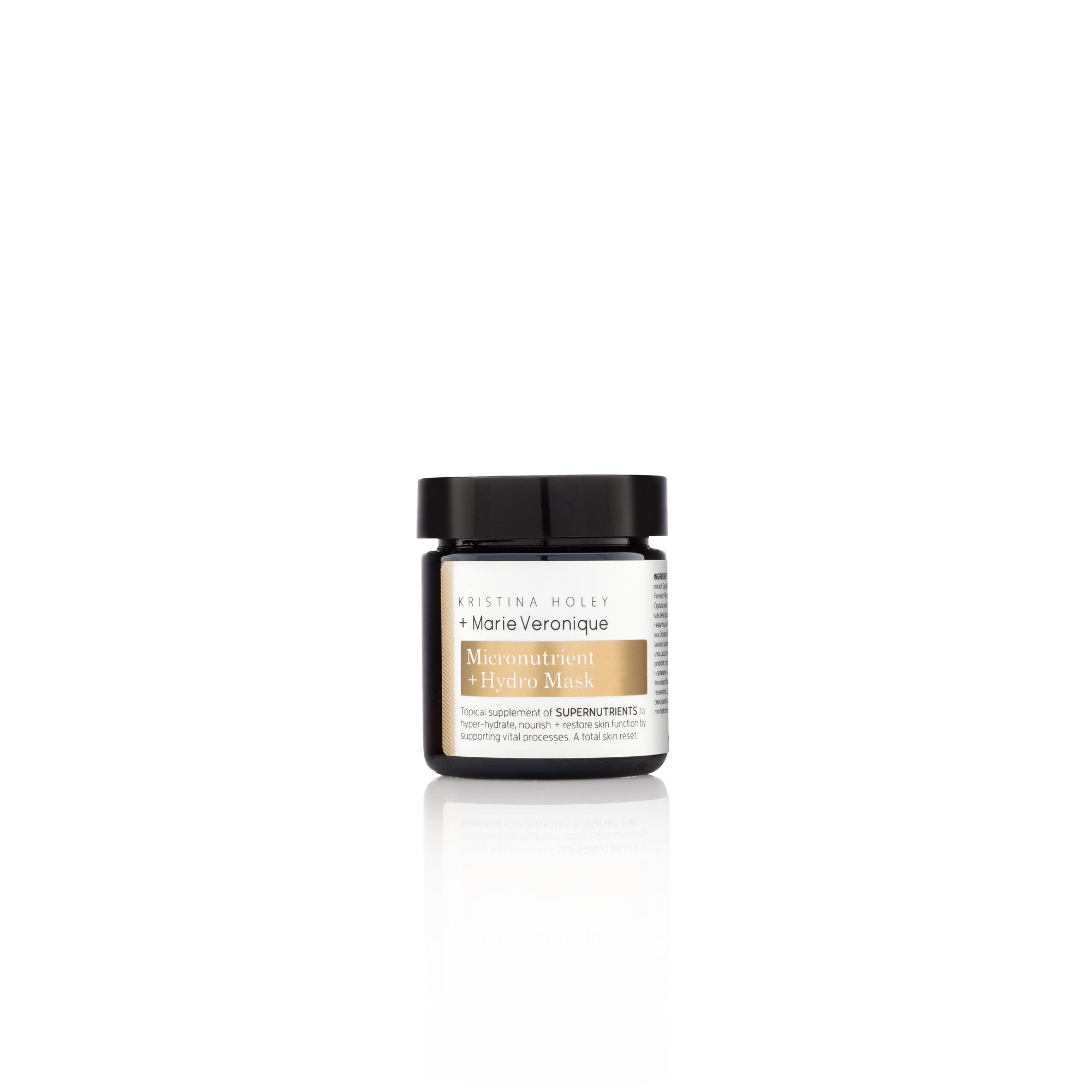 Marie Veronique Micronutrient + Hydro Mask 1.7oz / 50ml. Topical supplement of SUPERNUTRIENTS to hyper-hydrate, nourish + restore skin function by supporting vital processes. A total skin reset. Microbiome-friendly / Fragrance+Essential Oil free