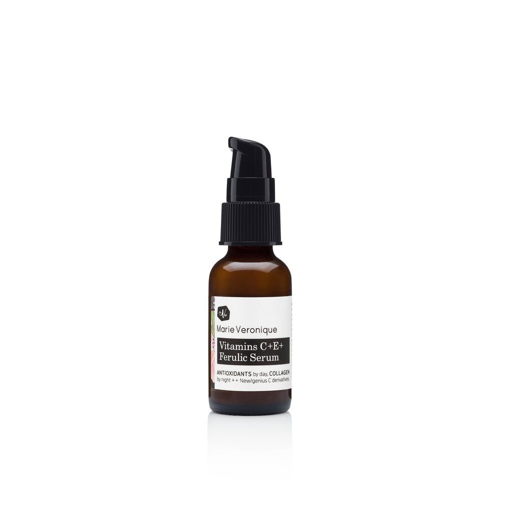 Marie Veronique Vitamins C+E+Ferulic Serum 1 oz / 30 ml. ANTIOXIDANTS by day, COLLAGEN by night. ++ Upgraded with new/genius C derivatives and essential oil free.
