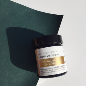 Marie Veronique Micronutrient + Hydro Mask Topical supplement of SUPERNUTRIENTS to hyper-hydrate, nourish + restore skin function by supporting vital processes. A total skin reset. Microbiome-friendly / Fragrance+Essential Oil free